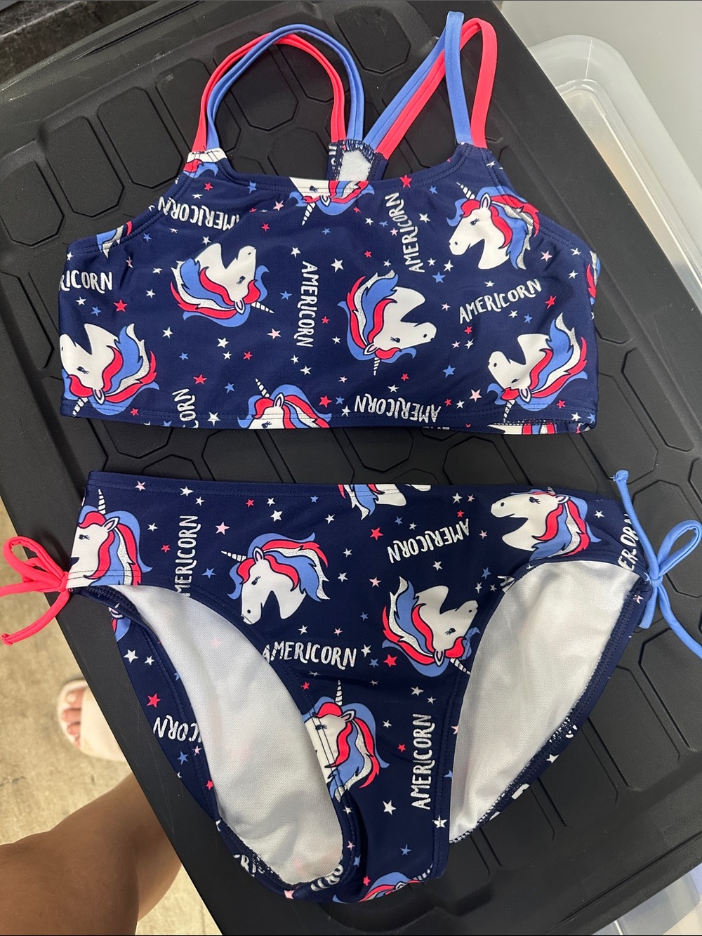 Cat & Jack Navy Unicorn Print Bikini - Blue, White, Pink, Red